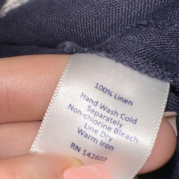 Sail to Sable women’s navy linen dress L summer vacation beach nautical boho - Picture 6 of 7